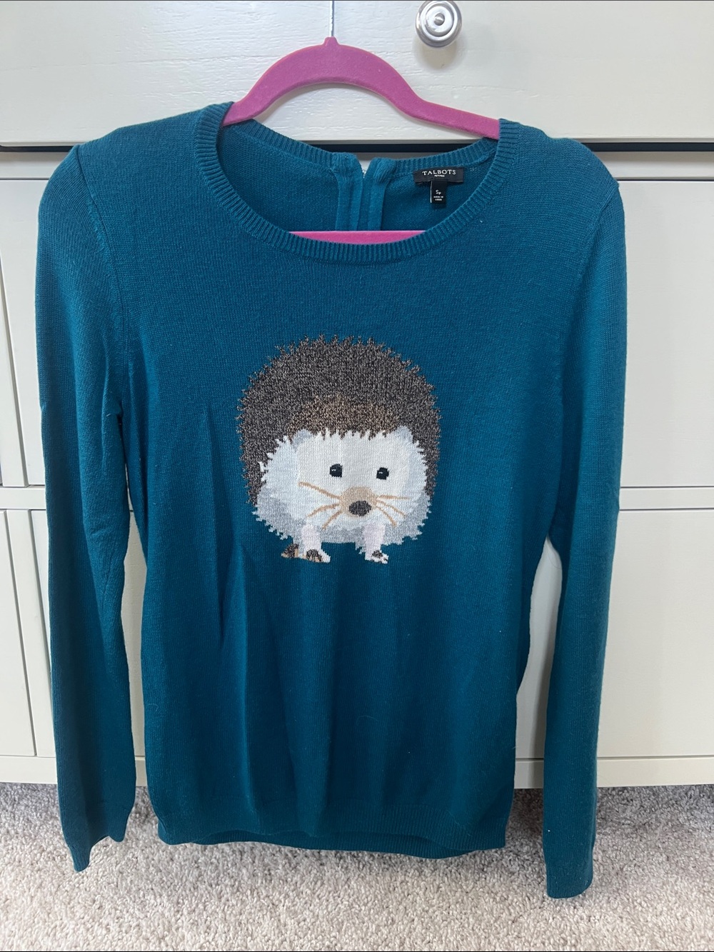 Talbots teal hedgehog sweater petite small - Picture 1 of 4